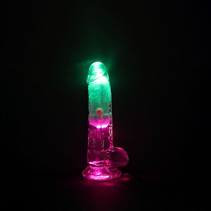 Realrock Rechargeable Led Vibrating Dong With Balls - Vibrating Dildos