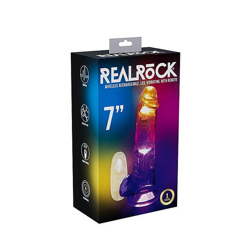 Realrock Rechargeable Led Vibrating Dong With Balls - Vibrating Dildos
