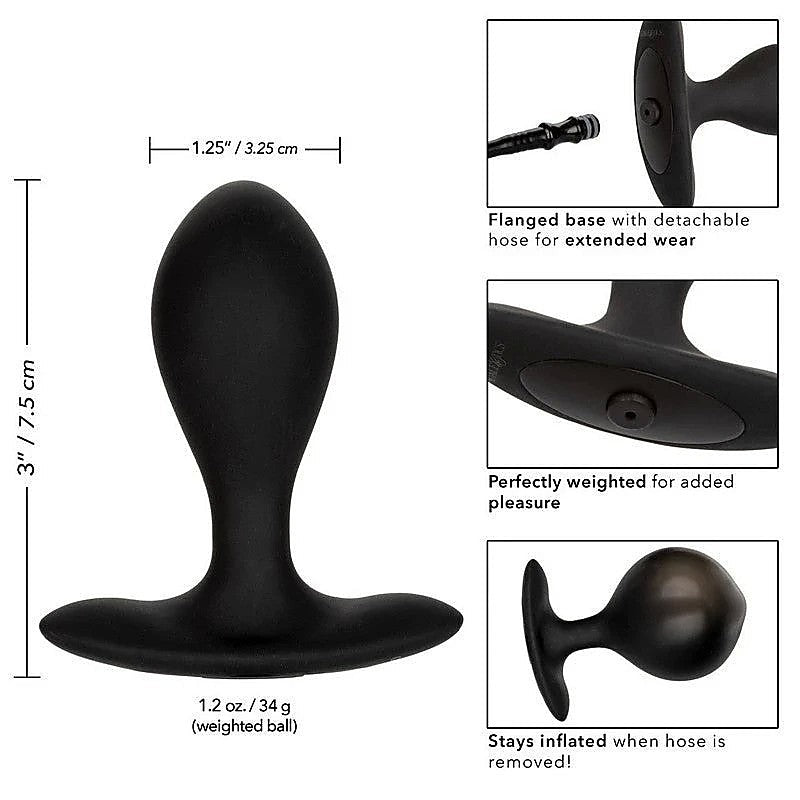California Exotics Weighted Inflatable Butt Plug Black - Butt Plugs
