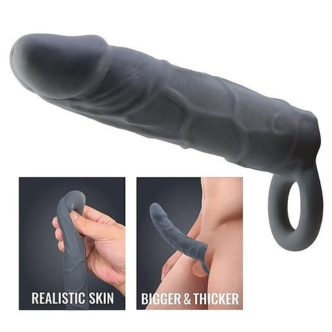 Realistic Veiny Penis Sleeve Black By Baile - Penis Sleeves and Extenders