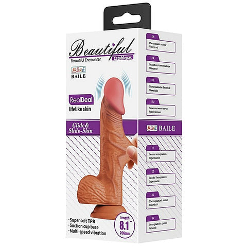 Pretty Love Catoblpas Vibrating Dong 8.1 Inch Tan - Vibrating Dildos