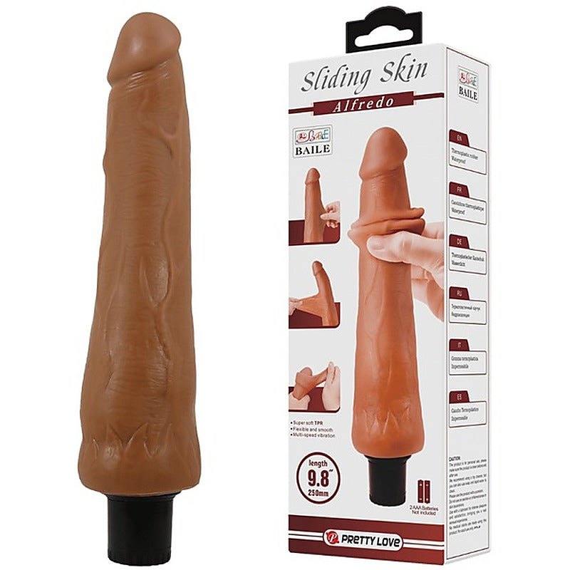 Pretty Love Alfredo 9.8 Inch Realistic Vibrating Cock Tan - Vibrating Dildos