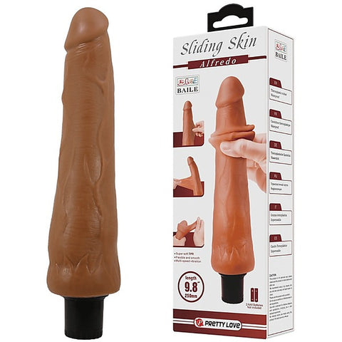 Pretty Love Alfredo 9.8 Inch Realistic Vibrating Cock Tan - Vibrating Dildos