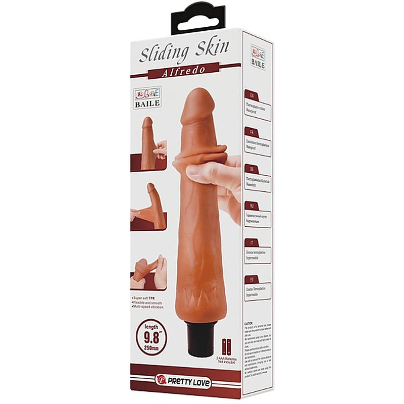 Pretty Love Alfredo 9.8 Inch Realistic Vibrating Cock Tan - Vibrating Dildos