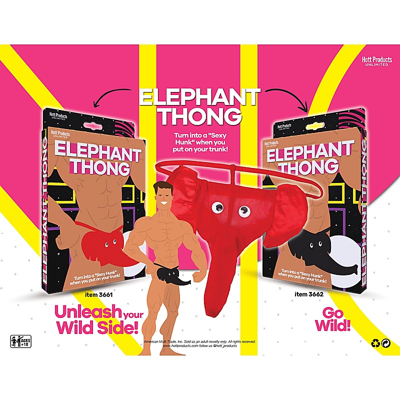 Cotton With Stretch Waistband Elephant Thong - Party Gifts and Novelties