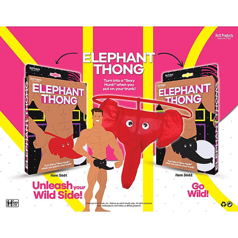 Cotton With Stretch Waistband Elephant Thong - Party Gifts and Novelties