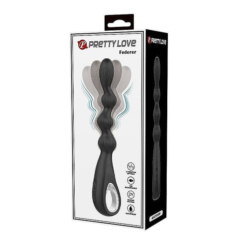 Pretty Love Federer Rechargeable Anal Vibrator Black - Anal Vibrators