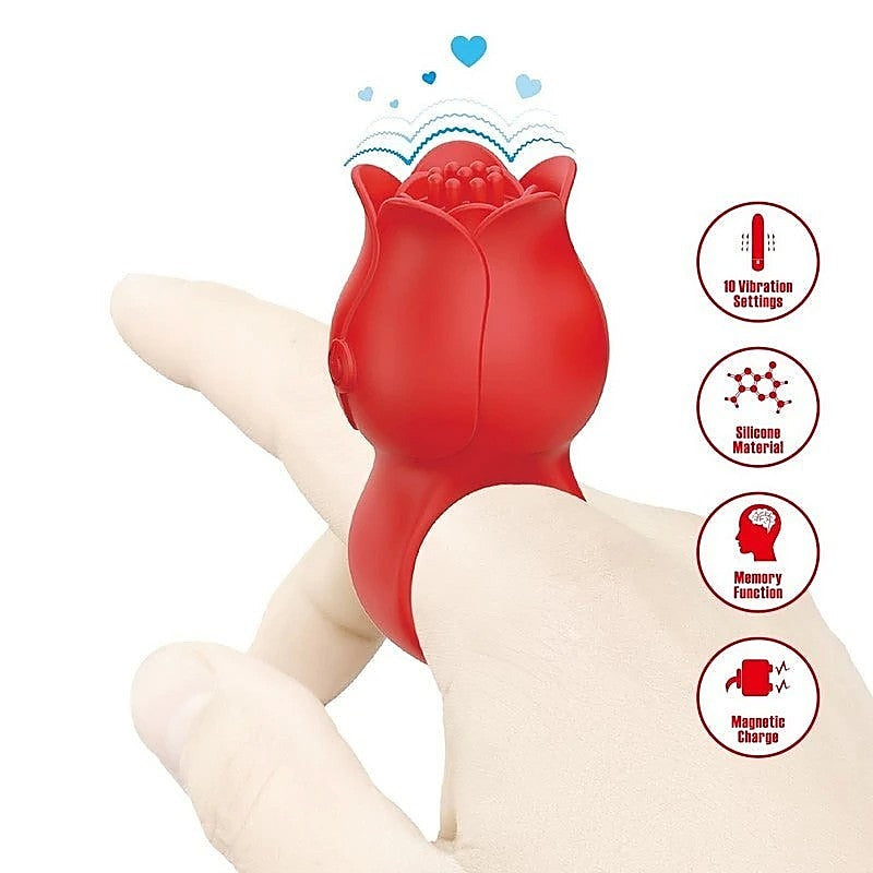 Pretty Love Jae Rose Adult Finger Vibrator Red - Clit Ticklers and Pulsators