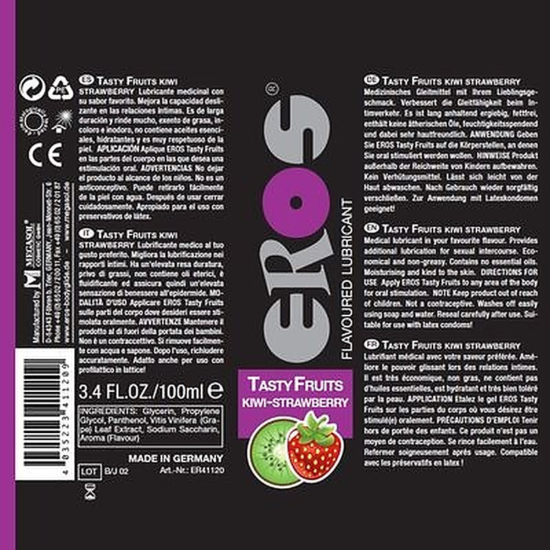 Eros Tasty Fruits Kiwi Strawberry By Megasol - Water Based Lubes
