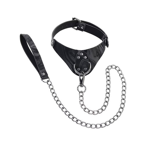 Velvet Noir Bondage Collar And Leash By Sportsheets - Collars and Leads
