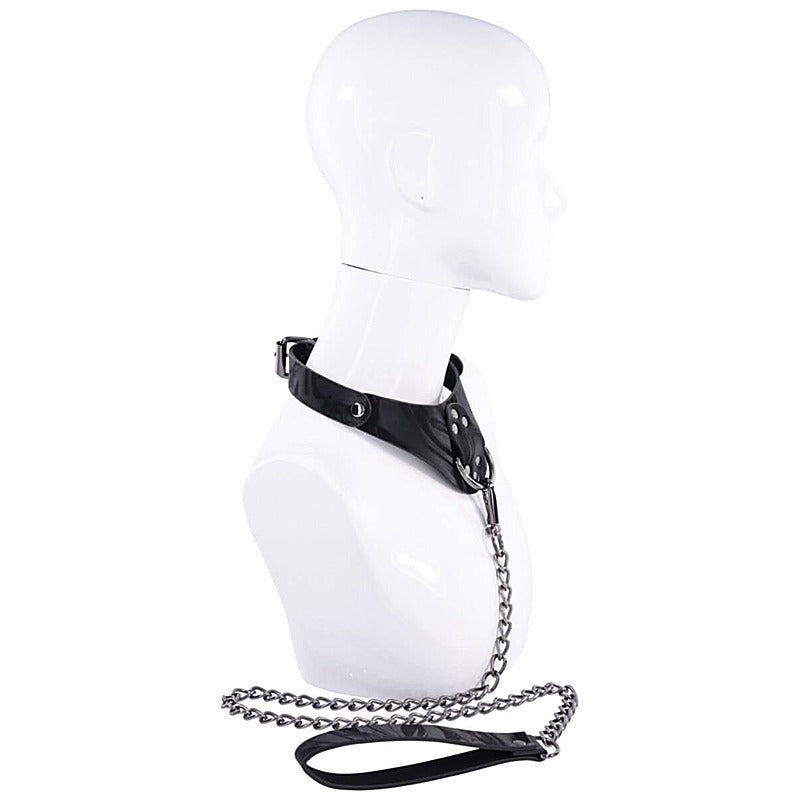 Velvet Noir Bondage Collar And Leash By Sportsheets - Collars and Leads