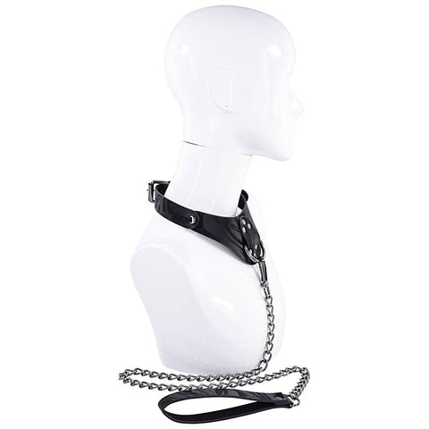 Velvet Noir Bondage Collar And Leash By Sportsheets - Collars and Leads