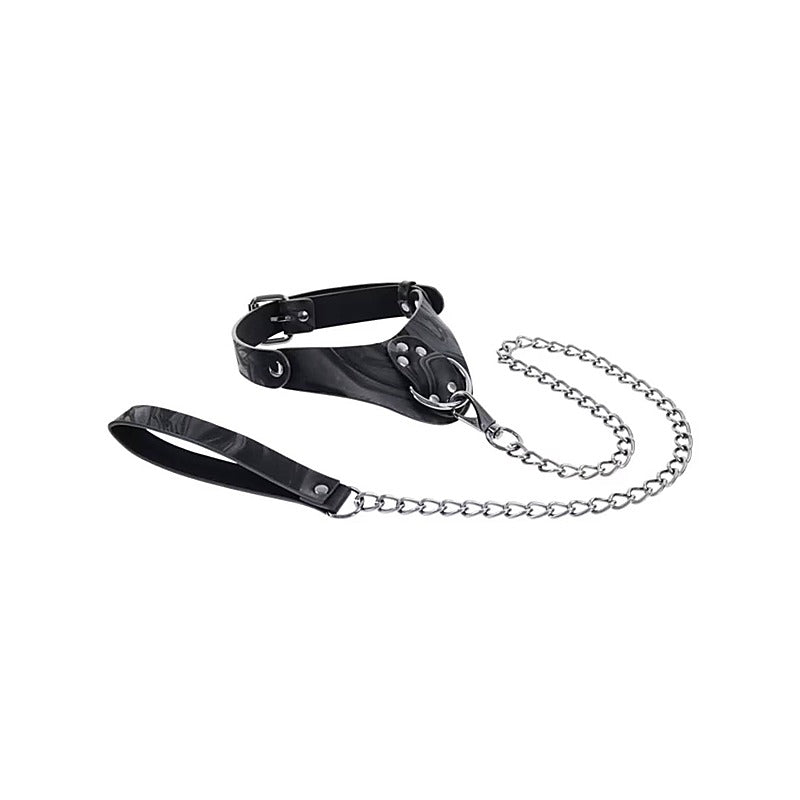 Velvet Noir Bondage Collar And Leash By Sportsheets - Collars and Leads
