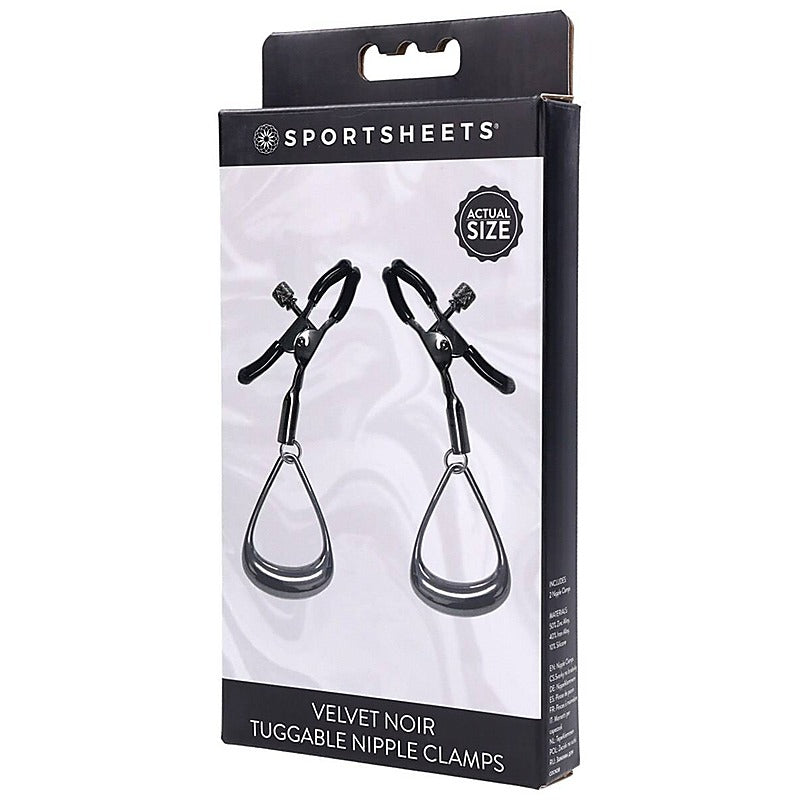 Velvet Noir Tuggable Nipple Clamps By Sportsheets - Nipple and Clit Clamps