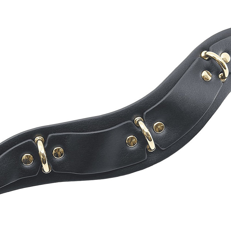 Love In Leather Posture BDSM Collar With Rings - Collars and Leads