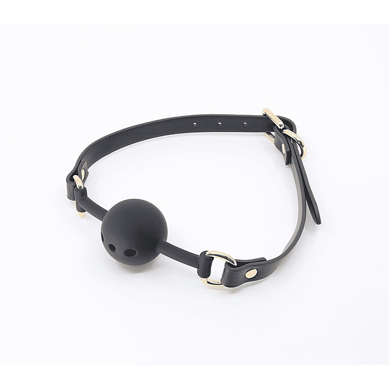 Love In Leather Breathable GAG With Silicone Ball - Bondage Gags and Bits