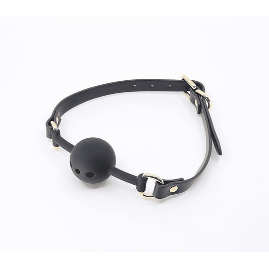Love In Leather Breathable GAG With Silicone Ball - Bondage Gags and Bits