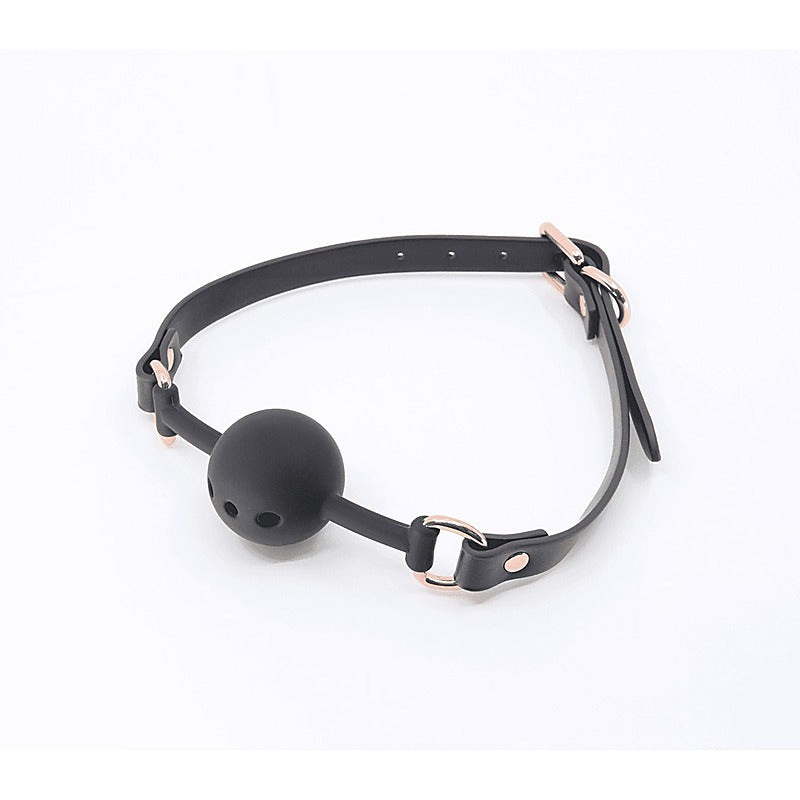 Love In Leather Breathable GAG With Silicone Ball - Bondage Gags and Bits