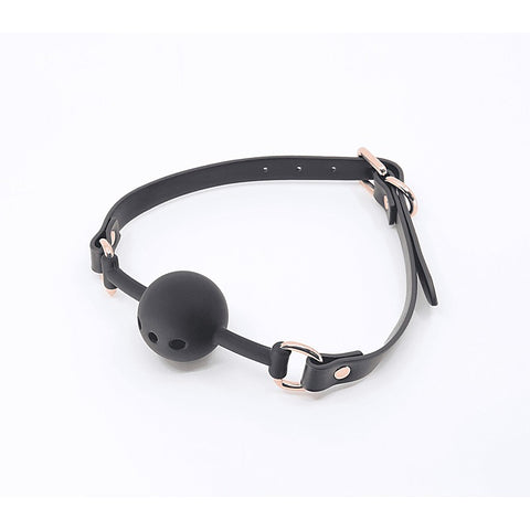 Love In Leather Breathable GAG With Silicone Ball - Bondage Gags and Bits