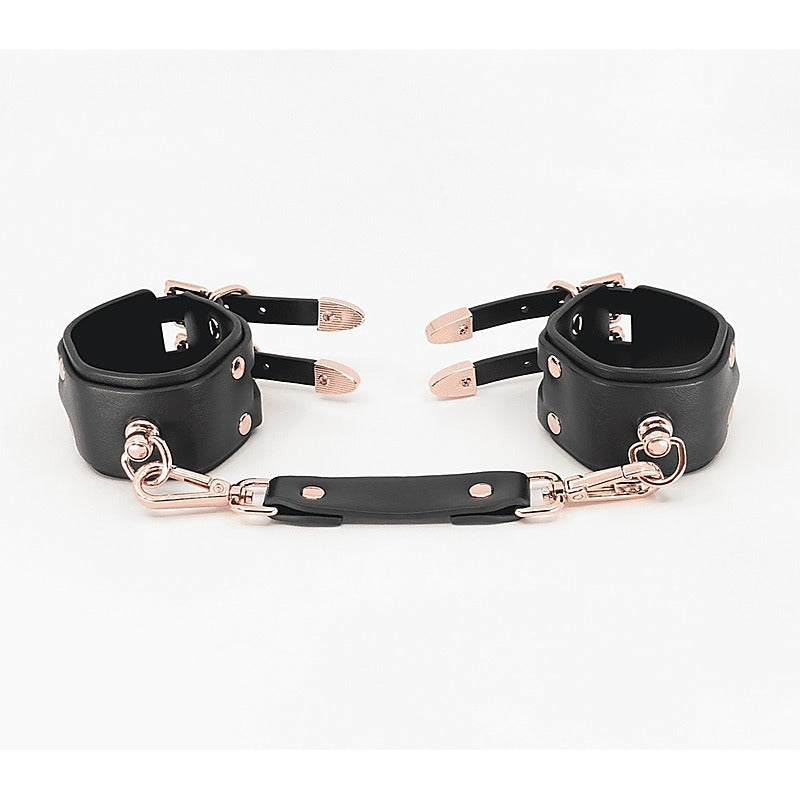 Love In Leather Double Straps Bondage Cuffs - Cuffs And Restraints