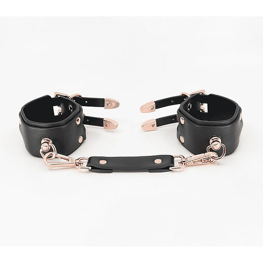 Love In Leather Double Straps Bondage Cuffs - Cuffs And Restraints