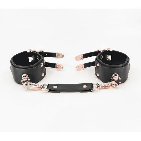 Love In Leather Double Straps Bondage Cuffs - Cuffs And Restraints