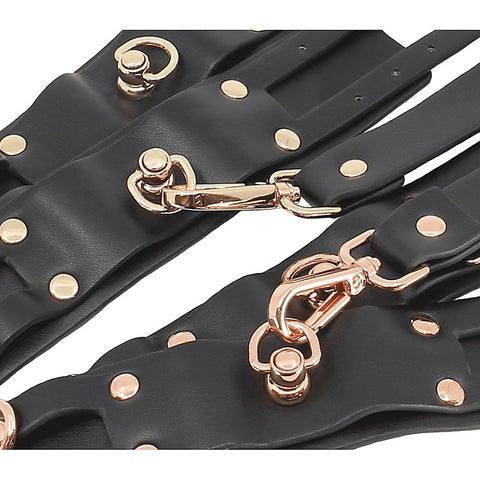 Love In Leather Double Straps Bondage Cuffs - Cuffs And Restraints