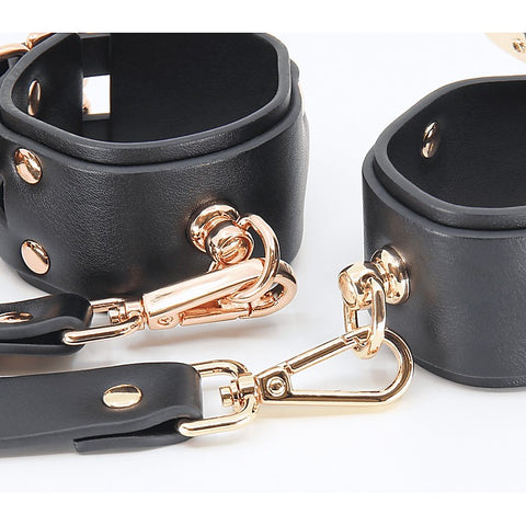 Love In Leather Double Straps Bondage Cuffs - Cuffs And Restraints