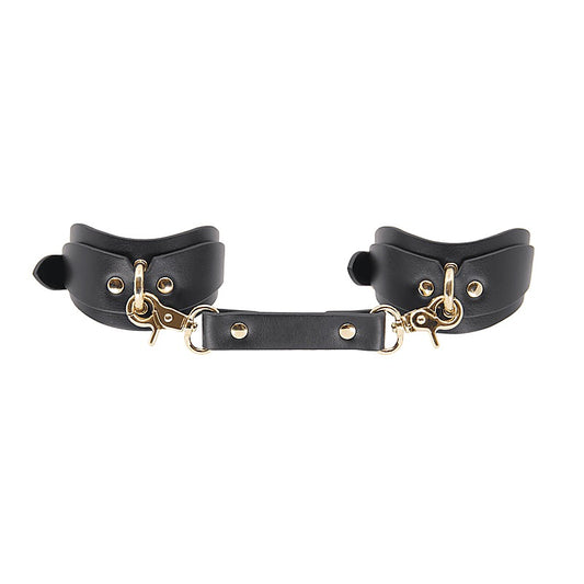 Love In Leather Shaped BDSM Play Wrist Cuffs - Cuffs And Restraints