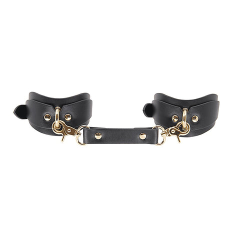 Love In Leather Shaped BDSM Play Wrist Cuffs - Cuffs And Restraints