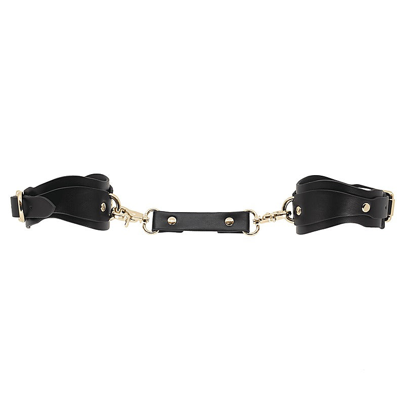 Love In Leather Shaped BDSM Play Wrist Cuffs - Cuffs And Restraints