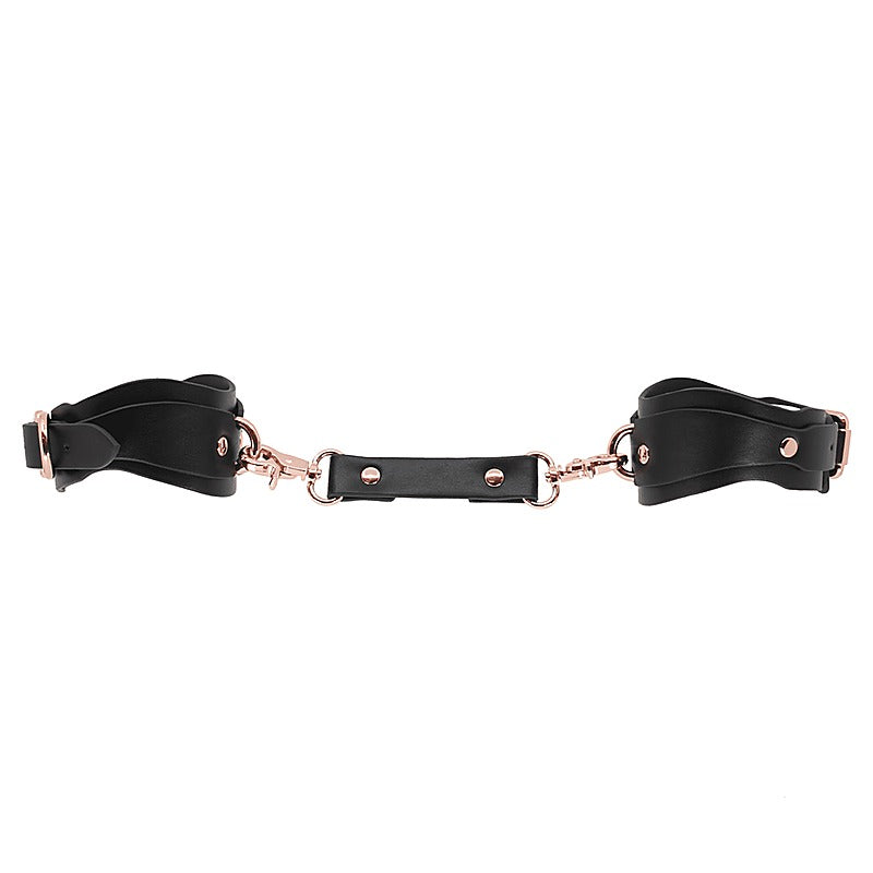 Love In Leather Shaped BDSM Play Wrist Cuffs - Cuffs And Restraints