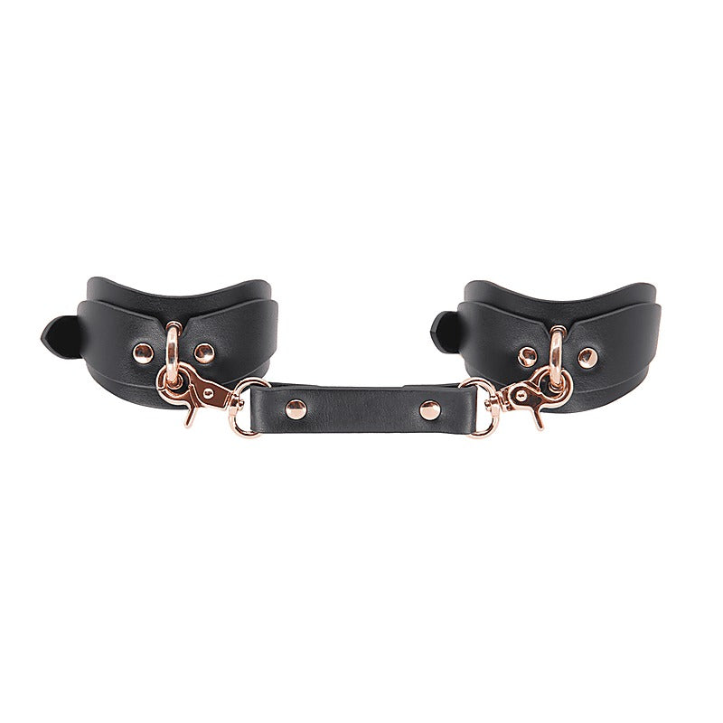Love In Leather Shaped BDSM Play Wrist Cuffs - Cuffs And Restraints