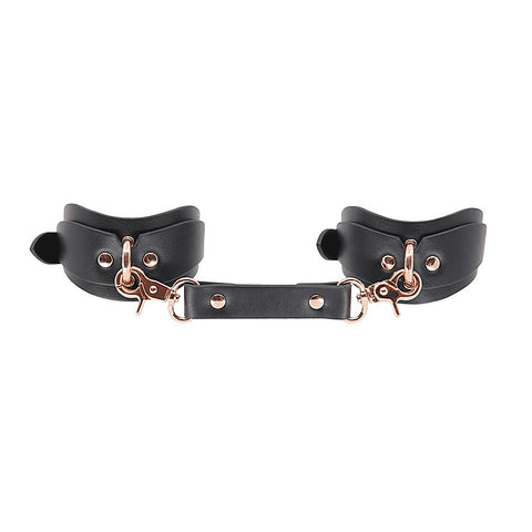 Love In Leather Shaped BDSM Play Wrist Cuffs - Cuffs And Restraints