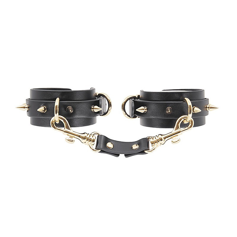 Love In Leather Spiked Faux Leather Wrist Cuffs - Cuffs And Restraints