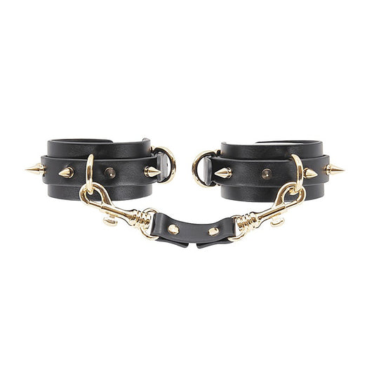 Love In Leather Spiked Faux Leather Wrist Cuffs - Cuffs And Restraints