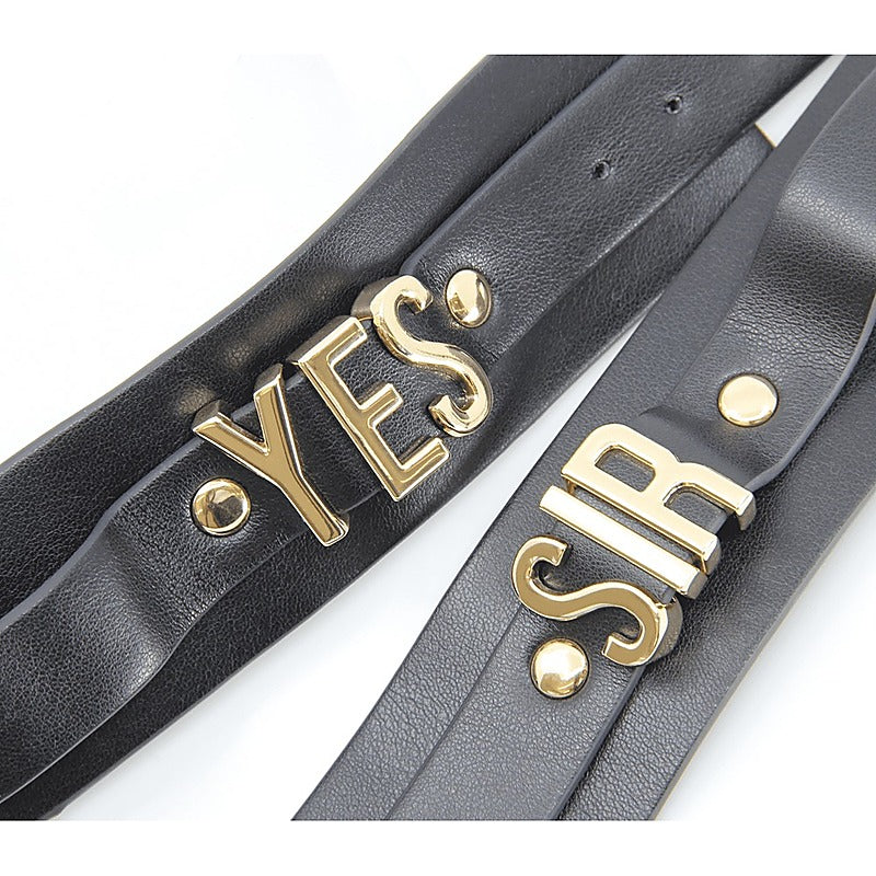 Love In Leather Yes Sir Faux Leather Wrist Cuffs - Cuffs And Restraints