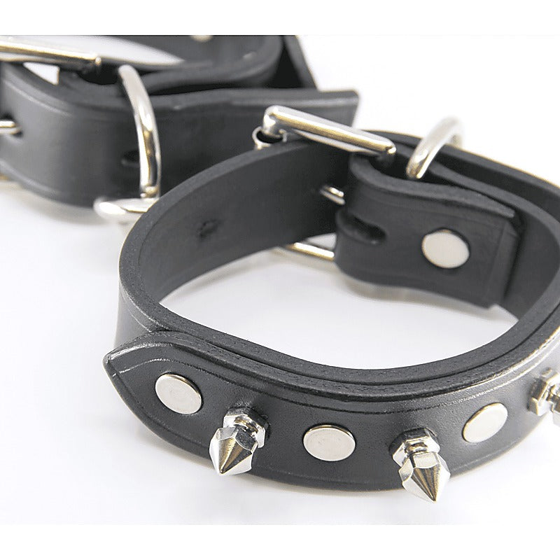 Love In Leather Spiked Leather Ankle Restraints - Cuffs And Restraints