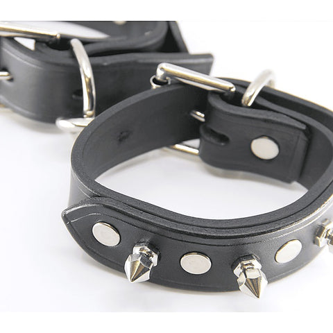 Love In Leather Spiked Leather Ankle Restraints - Cuffs And Restraints