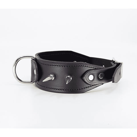 Love In Leather BDSM Collar With Long Spikes - Collars and Leads