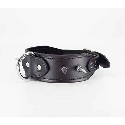 Love In Leather BDSM Collar With Long Spikes - Collars and Leads