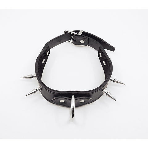 Love In Leather BDSM Collar With Long Spikes - Collars and Leads