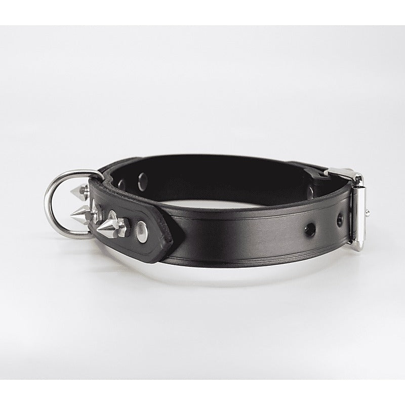 Love In Leather BDSM Collar With Short Dog Spikes - Collars and Leads