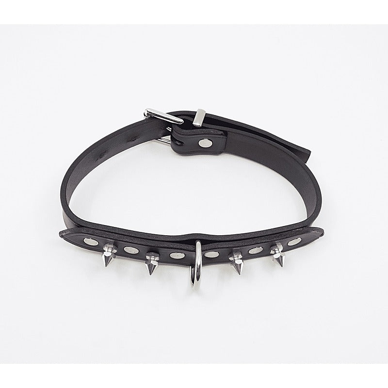 Love In Leather BDSM Collar With Short Dog Spikes - Collars and Leads