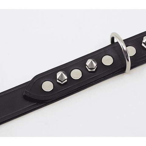 Love In Leather BDSM Collar With Short Dog Spikes - Collars and Leads