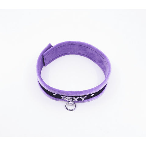 Love In Leather Diamante Sexy Fluffy Bondage Collar - Collars and Leads