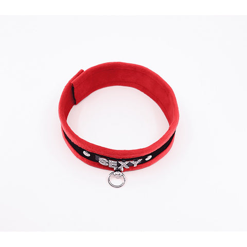 Love In Leather Diamante Sexy Fluffy Bondage Collar - Collars and Leads