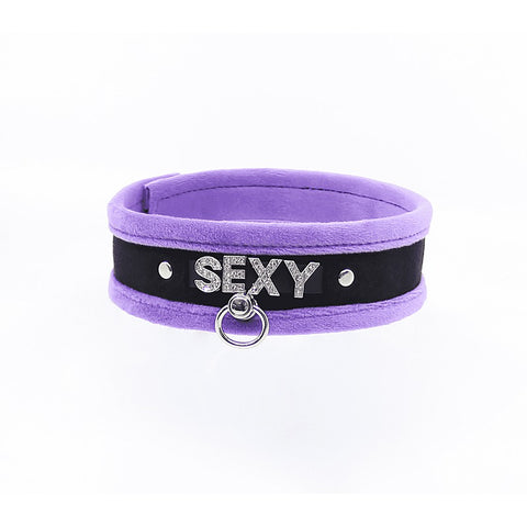 Love In Leather Diamante Sexy Fluffy Bondage Collar - Collars and Leads