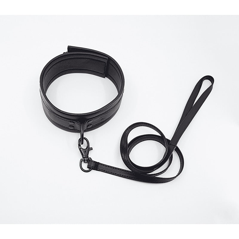 Love In Leather Faux Leather Collar & Lead Set Black - Collars and Leads