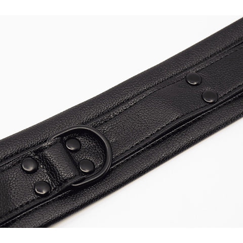 Love In Leather Faux Leather Collar & Lead Set Black - Collars and Leads